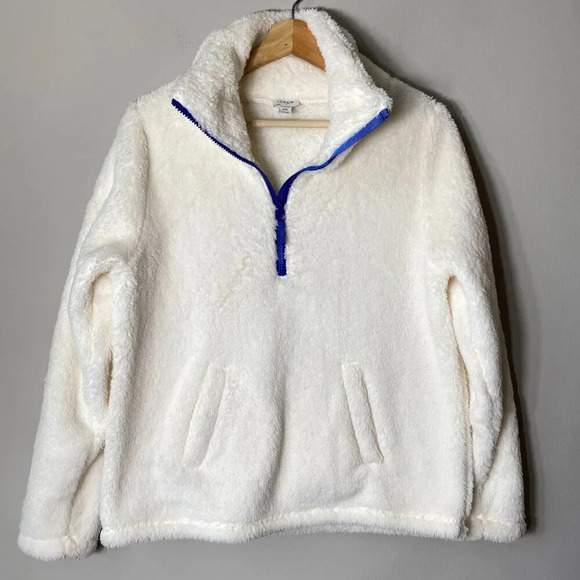 NWOT J. Crew Factory Womens XS Long Sleeve Half-Zip Sherpa Pullover Jacket White - Picture 6 of 16